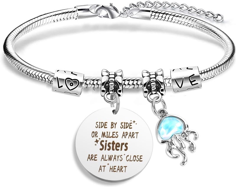 EGHTvmok Sister Birthday Gifts Christmas Mothers Day Sisters Graduation Valentines Bracelet Sunflower,Butterfly,Elephant - Image 1